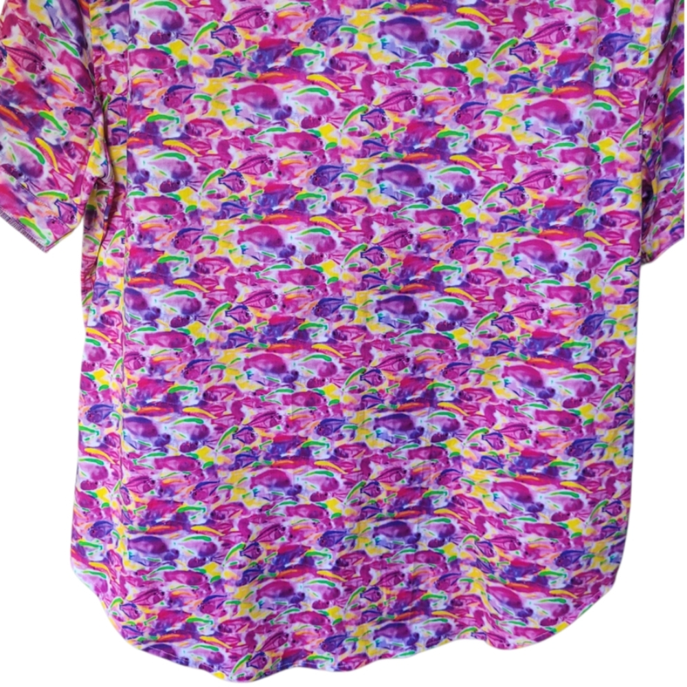 Robert Graham Fishy Business Short Sleeve Button Down Shirt Pink Purple Size M - Picture 9 of 16